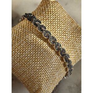 Marcasite 925 Silver Link Tennis Bracelet